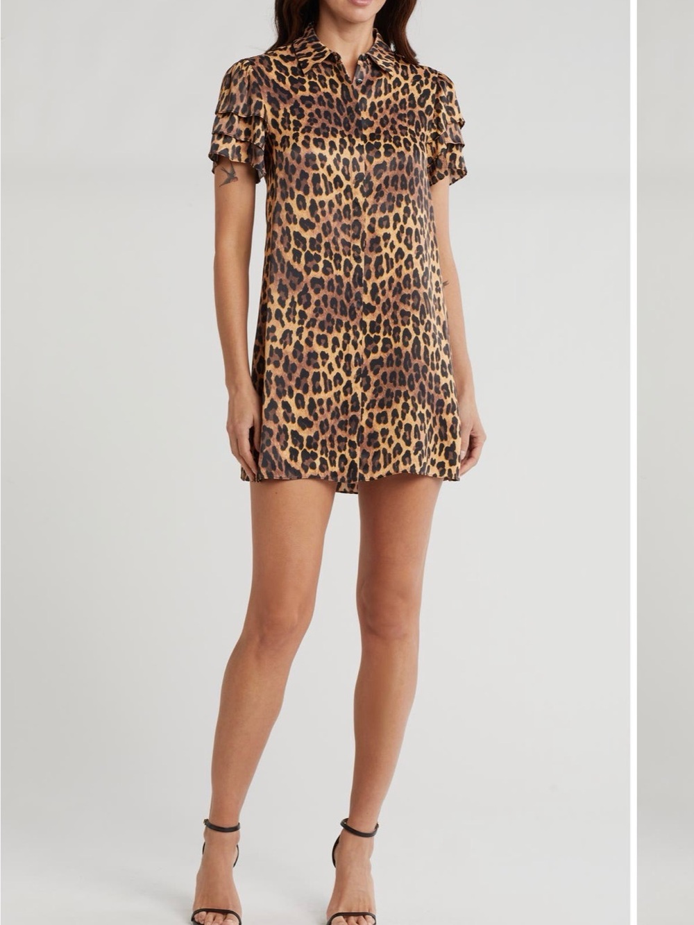 Alice + Olivia Leopard Print Mini Shirt Dress - Brown/Black